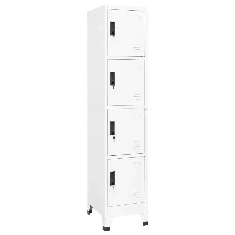 vidaXL Locker Cabinet White Steel Standard Locker Cabinet Rectangular