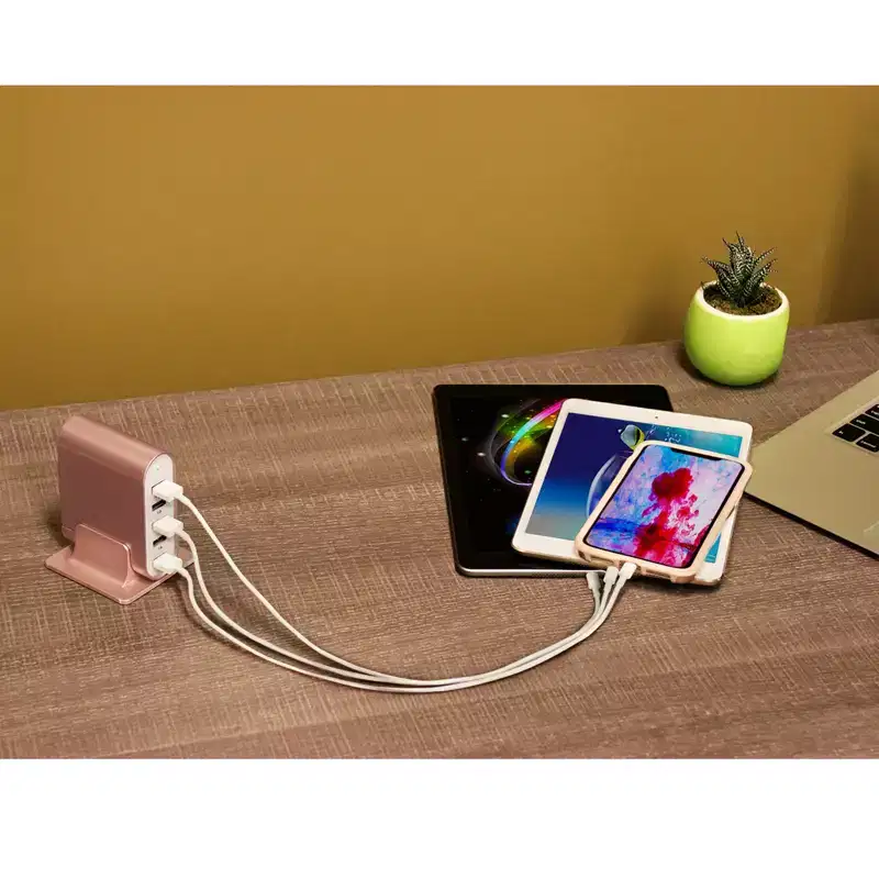 Trexonic 7.1 Amps 5 Port Universal USB Compact Charging Station in Rose Gold Finish