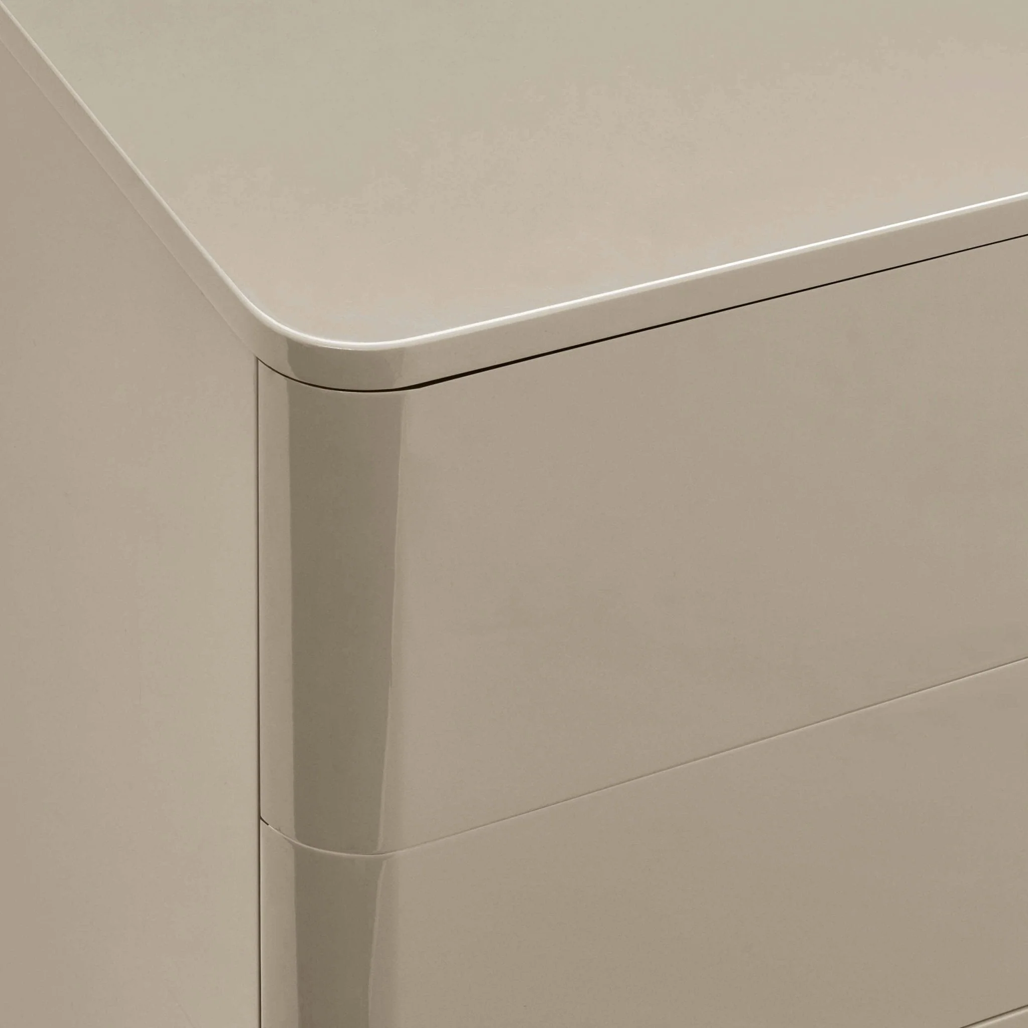 High Gloss 3 Drawer Chest - Taupe