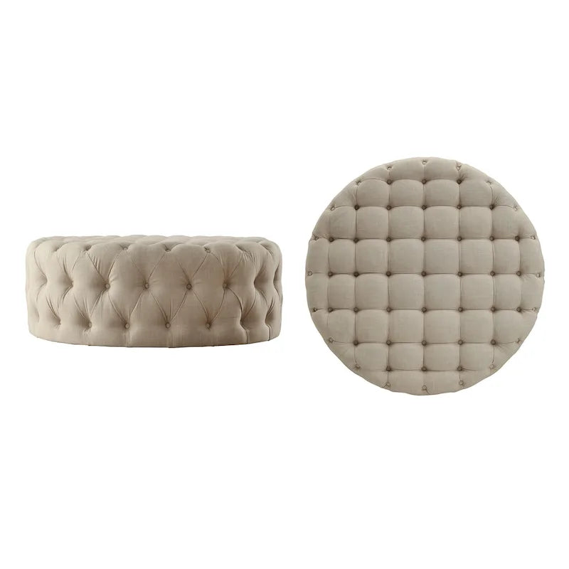 Round Tufted Ottoman with Casters