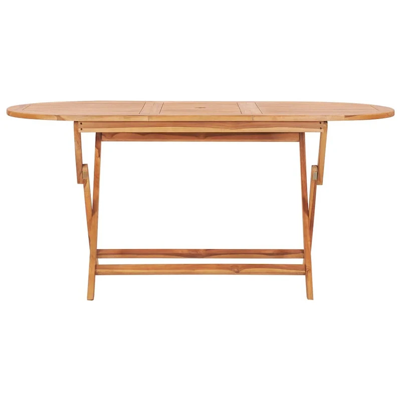 Sam 7pc Outdoor Dining Table Set, 6 Folding Chairs, Brown Teak Wood