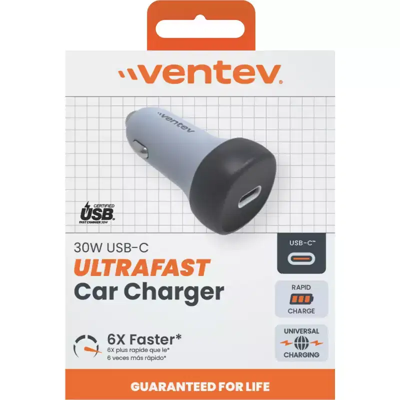 Ventev 30W Ultrafast Usb-C Universal Car Charger