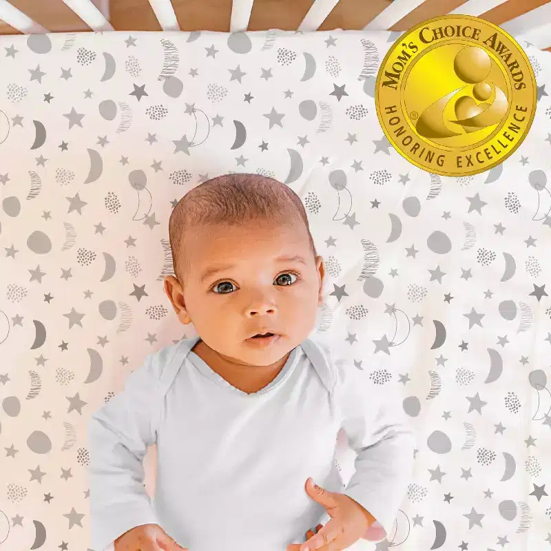The Peanutshell Fitted Crib Sheets - Gray Celestial Moon and Stars - 4pk: Microfiber, Outer Space Theme