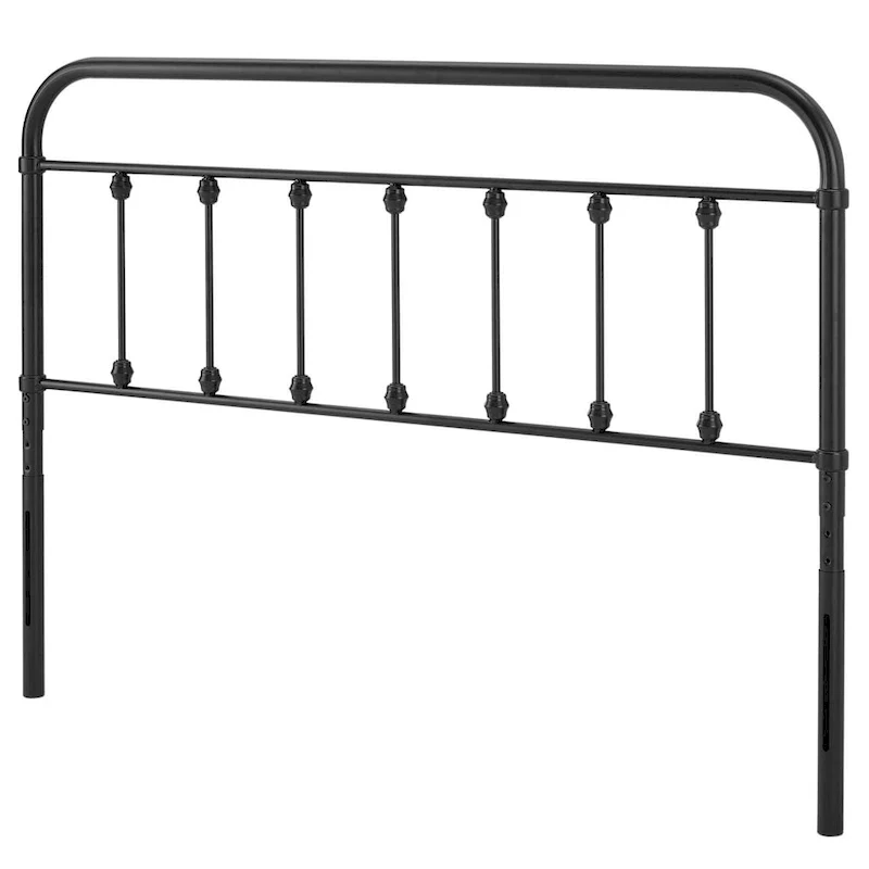 Full Size Black Metal Headboard – Round Spindles, Powder-Coated, Attaches to Existing Frame
