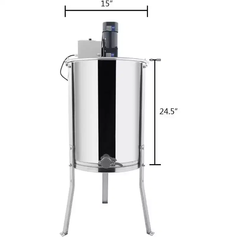 VINGLI Upgraded Electric 4 Frame Honey Extractor, Stainless Steel Honeycomb Spinner Drum with Adjustable Height Stands