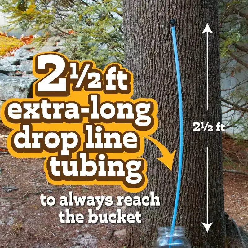 Deluxe Maple Syrup Tree Tapping & Sugaring Starter Kit-10 Taps & 10 2.5ft Extra Long Food-Grade Tubing Drop Lines- Complete Set to Start Tapping Sap
