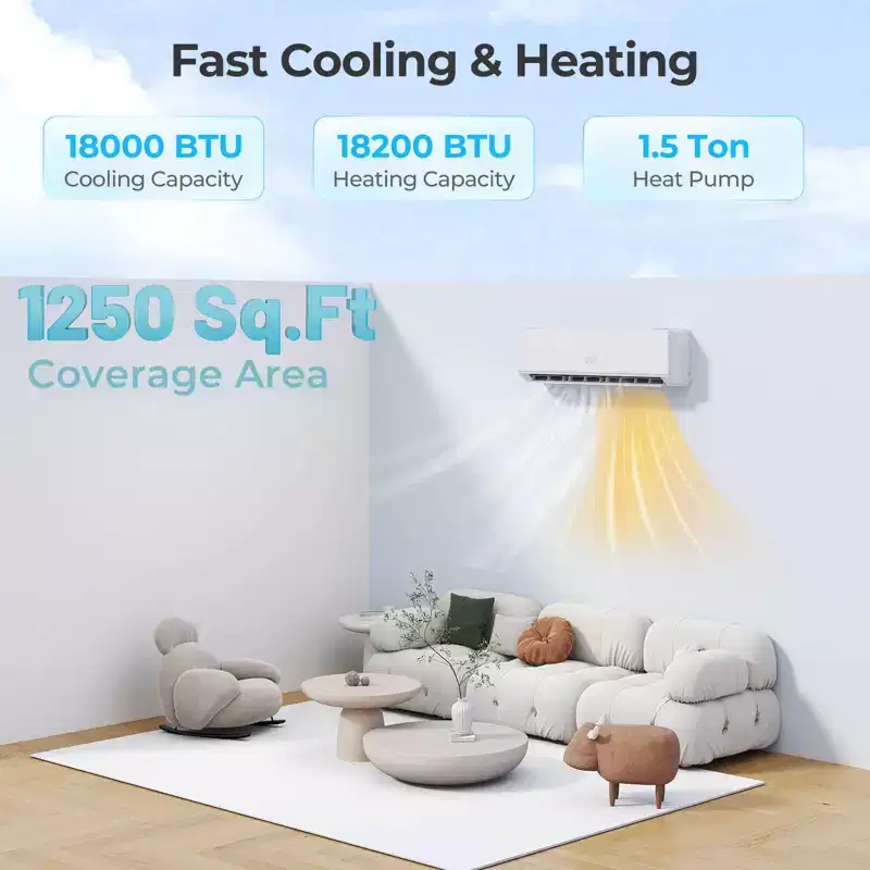 Costway 18000 BTU Mini Split Air Conditioner & Heater 25 SEER2 208-230V AC Unit
