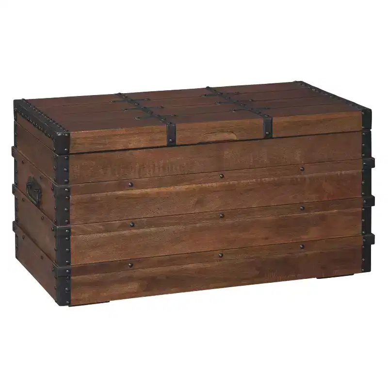 Storage Trunk Brown - : Vintage-Inspired, Coffee Table, Farmhouse Decor