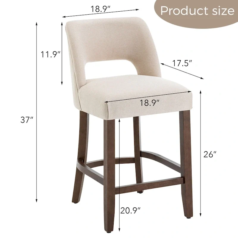 Set of 2 Wooden Bar Stools with Footrest