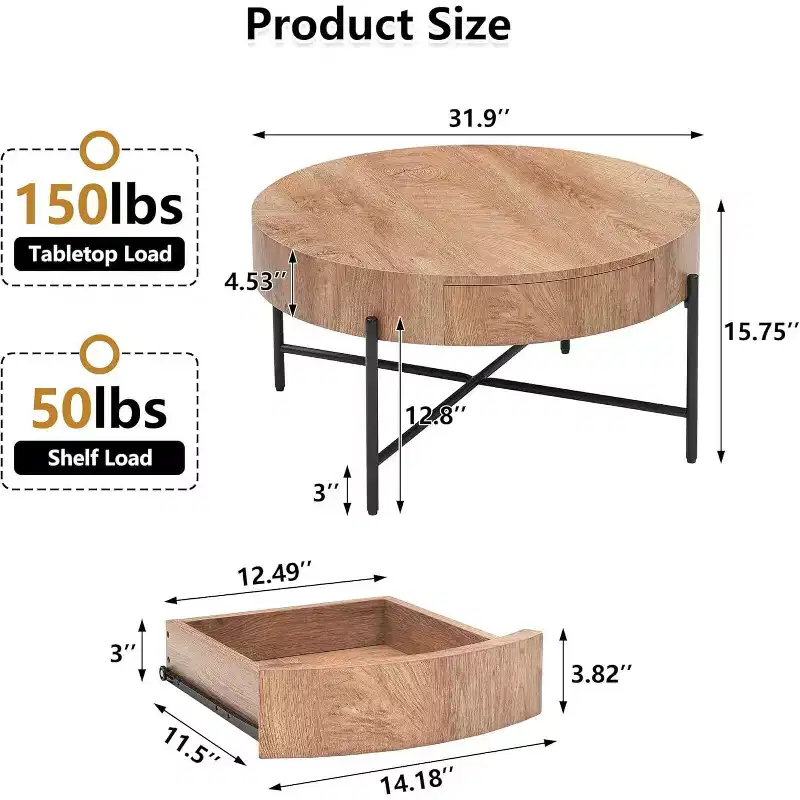 Lift Top Coffee Table with Storage, Mid Century Modern End Table and Farmhouse Wooden Center Table