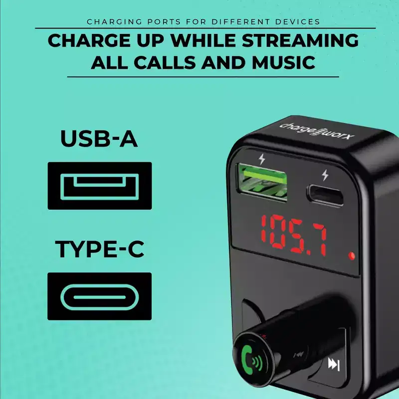 Chargeworx FM Transmitter Bluetooth Car