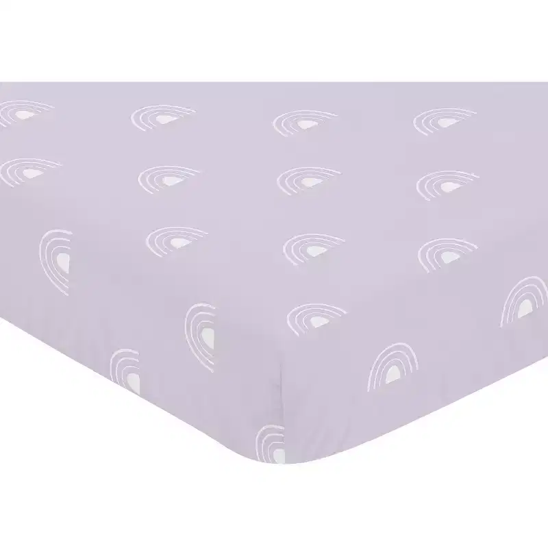 Sweet Jojo Designs Girl Baby Fitted Crib Sheet Boho Rainbow Lavender Purple and White