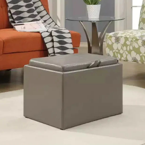 Luxe Comfort Storage Ottoman with Reversible Tray Top Lid