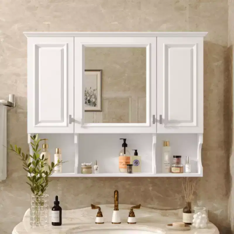 35 x 28 Modern Mirrored Bathroom Medicine Cabinet with Open Shelves