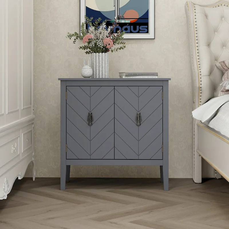 2 Door Wooden Cabinets, Wood Cabinet Vintage Style Sideboard for Living Room Dining Room Office