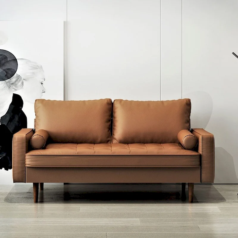 US Pride Lopez Faux Leather Mid-century Modern Sofa