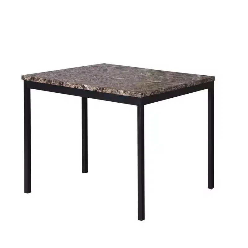 Citico Metal Counter Height Dining Table with Laminated Faux Marble Top, Black