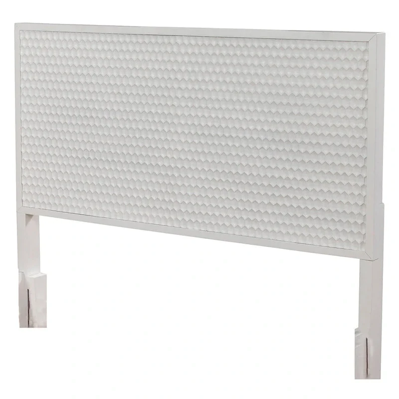White Pearl Wood Headboard with Textured Finish