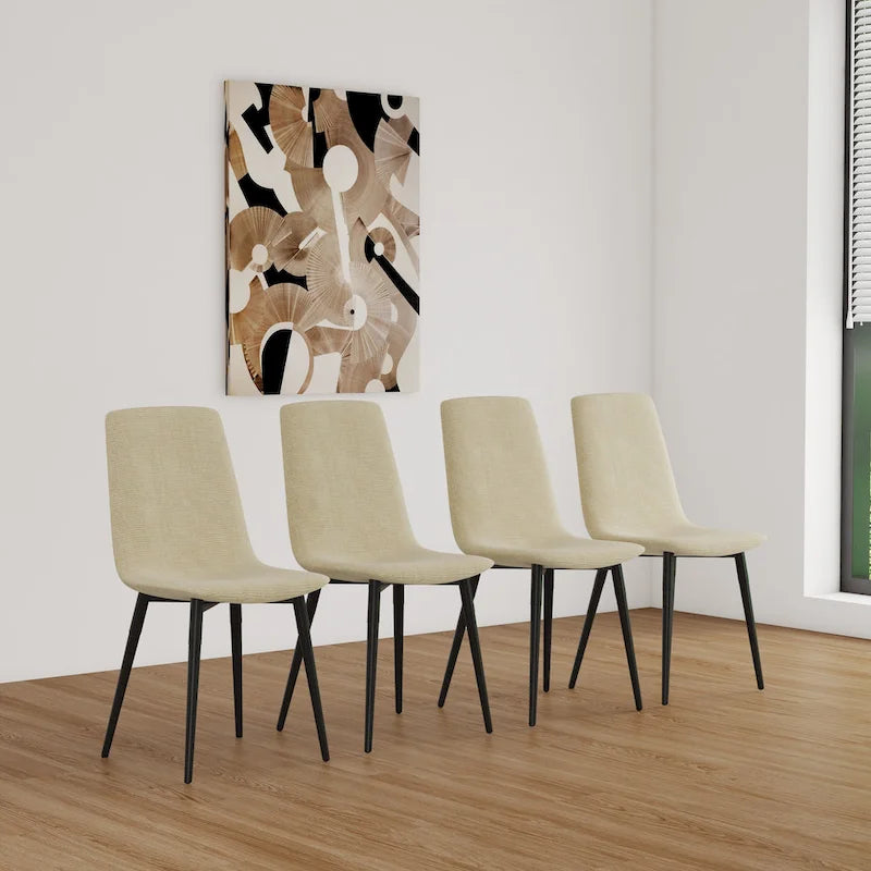 Natural Wood Industrial 5-Piece Dining Table Set with 4 Chairs, Metal Base & Legs