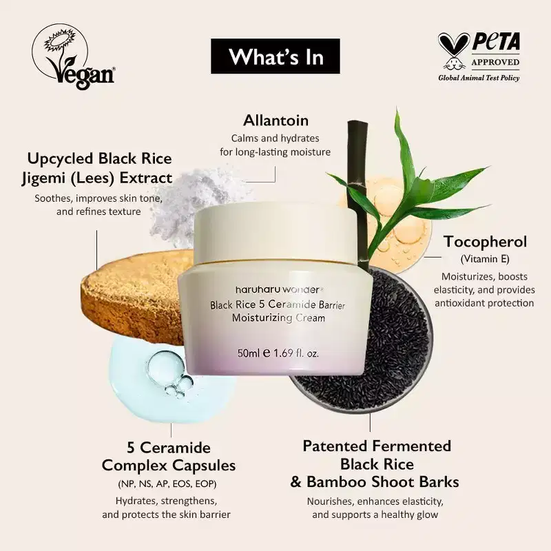 haruharu wonder Black Rice 5 Ceramide Barrier Moisturizing Cream - 1.69 fl oz: Deep Hydration, Calming, Face & Neck