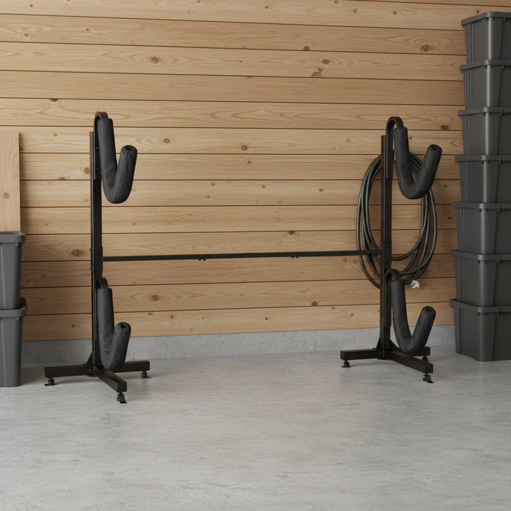 Freestanding Kayak & SUP Storage Rack - Holds 2 Kayaks, 175 lb Capacity, Black