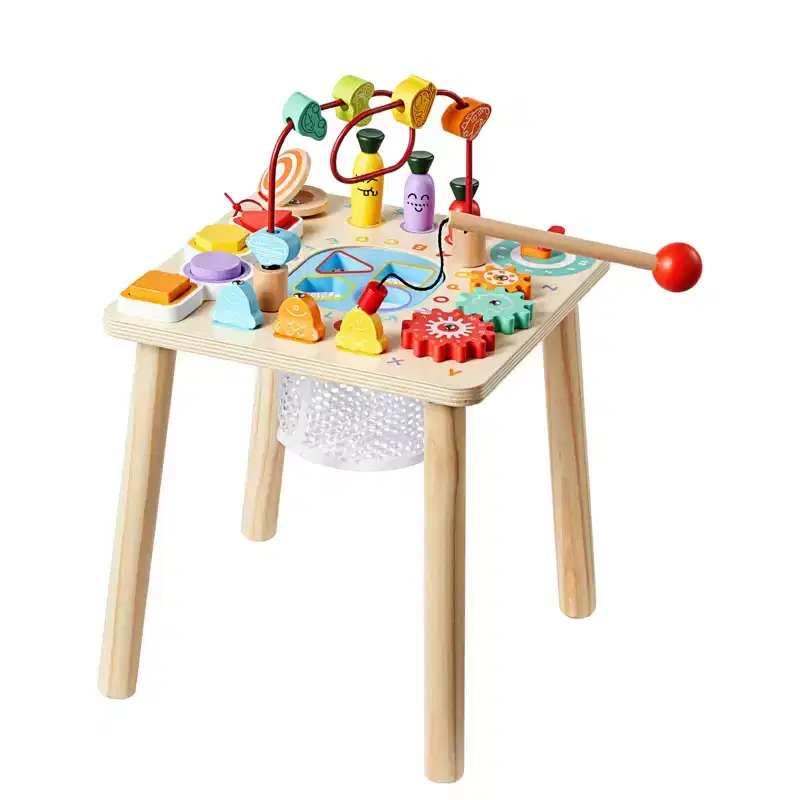 8-in-1 Wooden Montessori Activity Table for Toddlers Ages 1-3, Multicolor Learning Desk