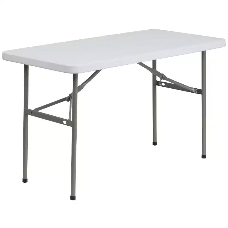 4-Foot Rectangular Folding Table – Granite White