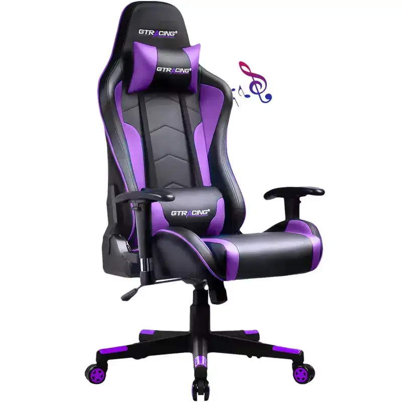 GTRACING Gaming Chair with Bluetooth Speakers High Back PU Office Chair Purple