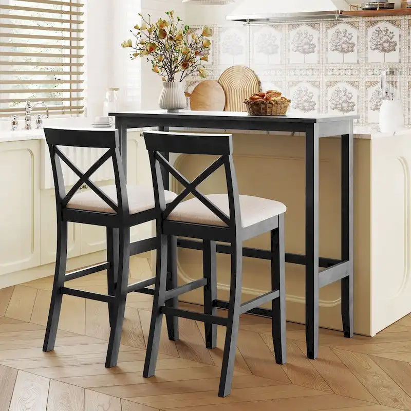 3-Piece Farmhouse Dining Set with Rectangular Table & 2 Chairs