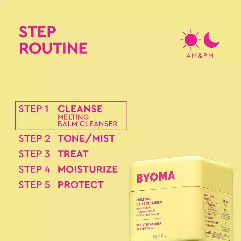 BYOMA Melting Cleansing Balm - 2.12oz: Face Moisturizer, Contains Grapeseed Oil, Oily & Dry Skin, Unscented