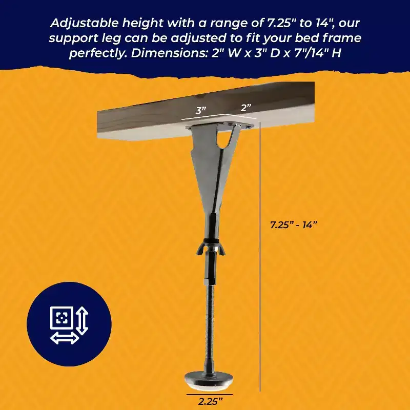 Kings Brand Furniture Adjustable Height Center Support Leg - Bed Frame Feet for Center Support Legs - Replacement Metal Bed Slat Support Leg