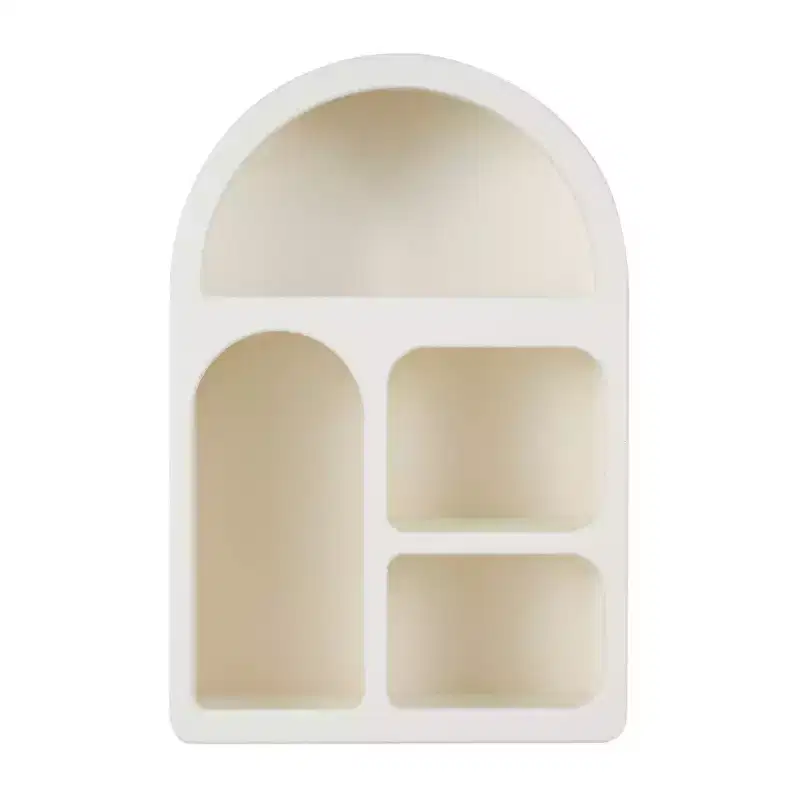 24"x16" Wooden Geometric Arched Wall Shelf with Block Shapes Cream - Olivia & May: Traditional Style, No Assembly, Open Storage