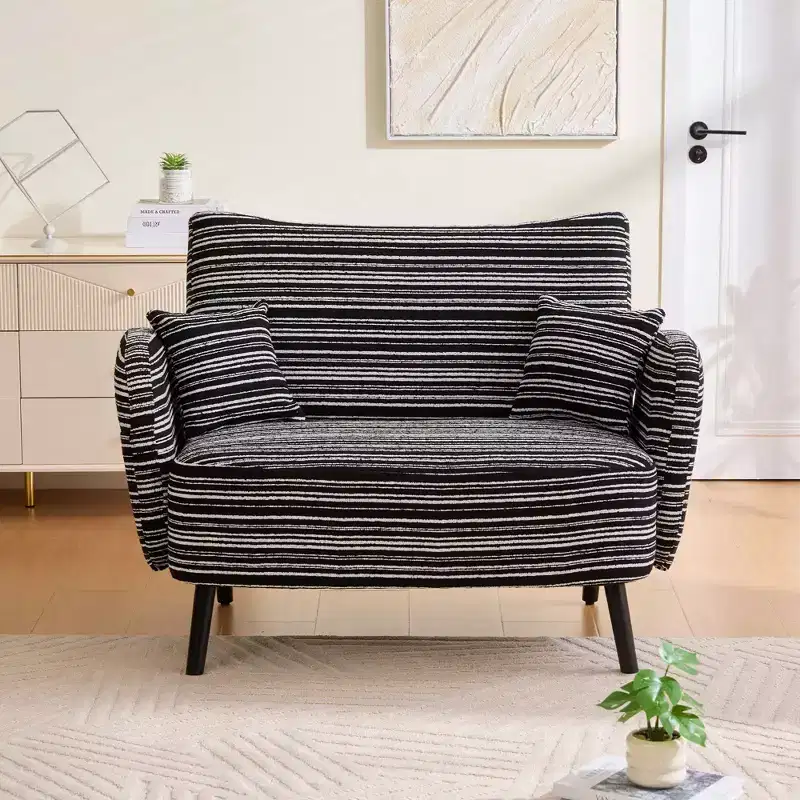Okak Modern Color Mixing Boucle Single Sofa Chair with Armrests & Pillows,Deep-Seated Storage Sofa Couch for Bedroom,Apartments
