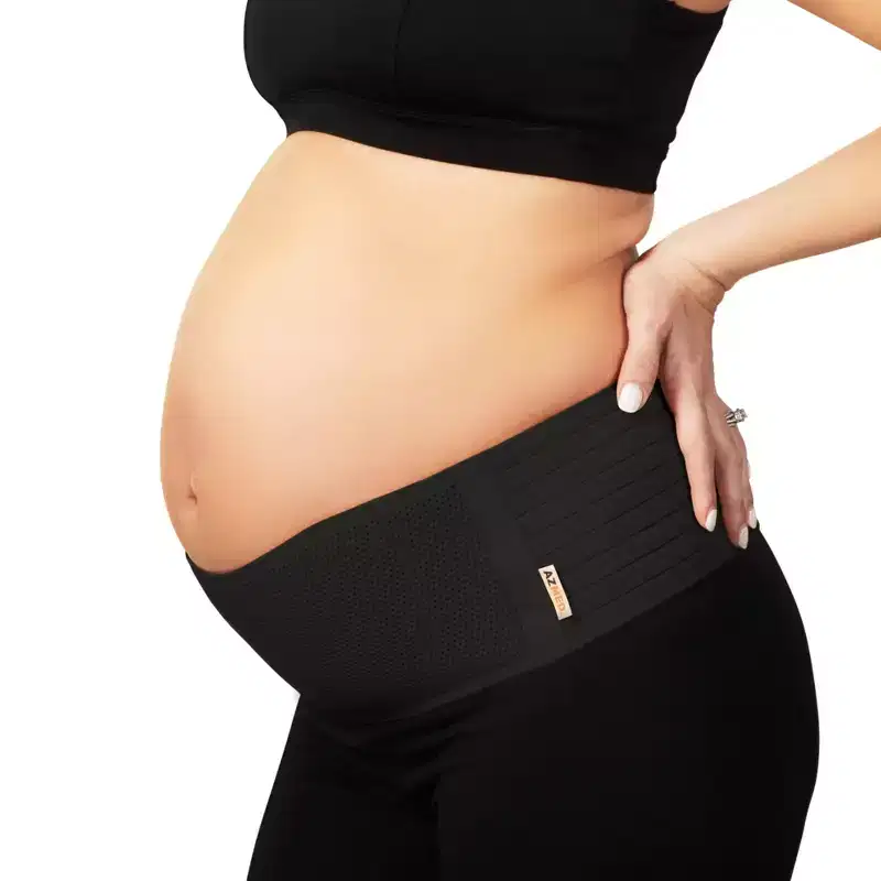 AZMED Maternity Belt Back Support - Adjustable Abdominal Binder for Pregnancy - Fits Up to 46 Inches - Black