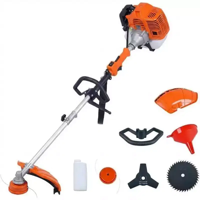 52cc Gas Powered 3-in-1 Weed Wacker / String Trimmer, Grass Cutter & Brush Cutter, with Handle & Shoulder Strap for Lawn Care & Garden, Orange