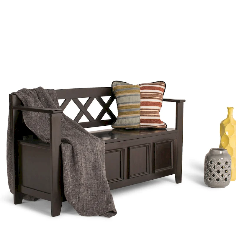 WYNDENHALL Halifax 48 inch Wide Solid Wood Transitional Entryway Bench - 48 Inches wide