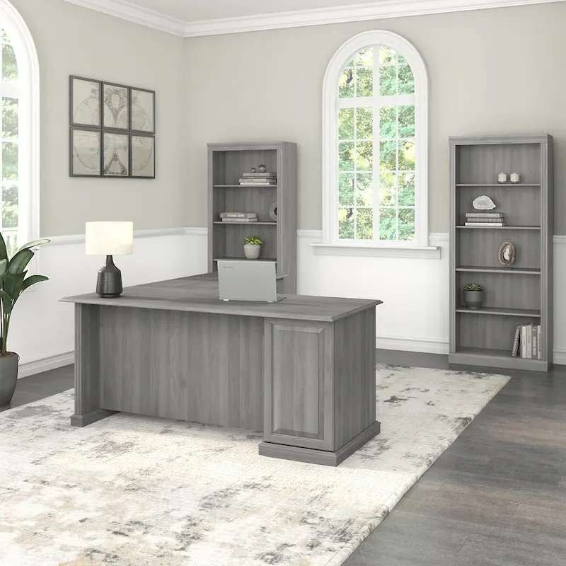 Saratoga L Shaped Computer Desk and Bookcase Set by Bush Furniture