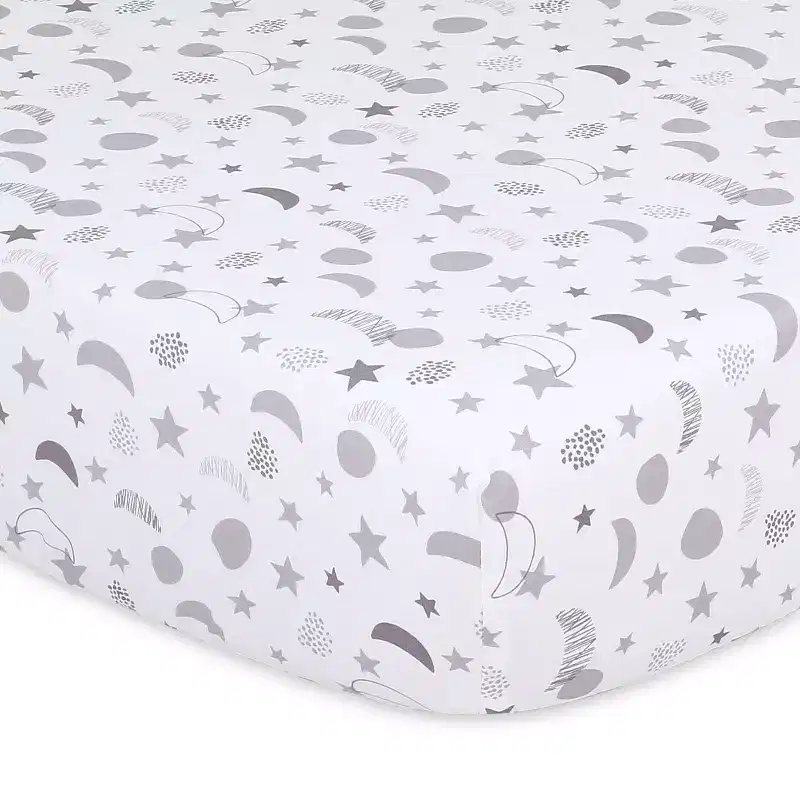 The Peanutshell Fitted Crib Sheets - Gray Celestial Moon and Stars - 4pk: Microfiber, Outer Space Theme