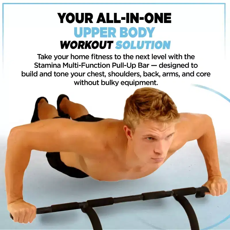Stamina Products Multi-Function Pull-Up Bar for At-Home Upper-Body Workouts with 12 Grip Options foring Chest, Shoulders, Back, Arms or Core