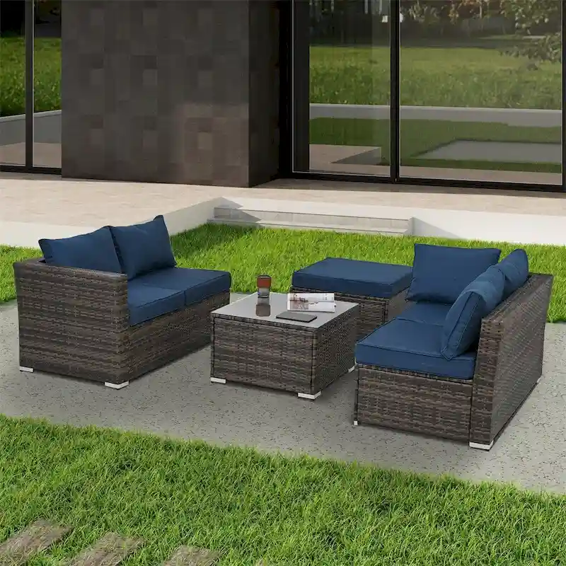 4 Set Wicker Furniture,Patio Furniture,Seasonal PE Wicker Furniture