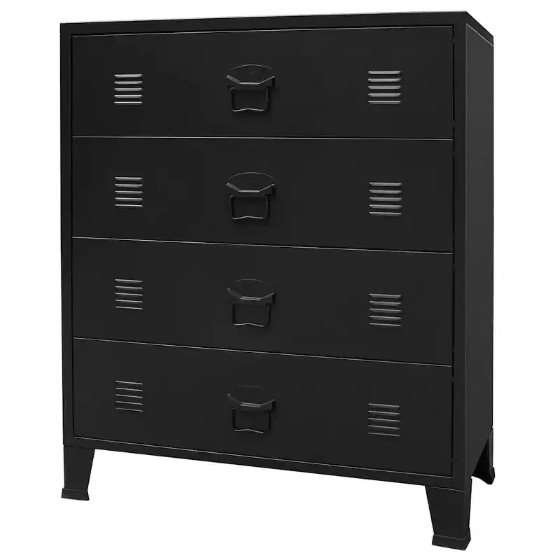vidaXL Chest Of Drawers Black Sheet Metal Medium Chest Of Drawers