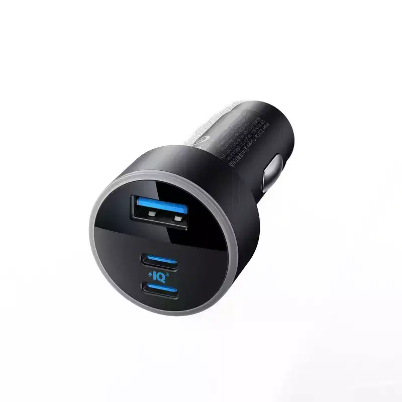 Anker 3-Port 67W Car Charger - Black: USB & USB-C Quick Charge Adapter, 20V Output, 3A, Cigarette Lighter Compatible