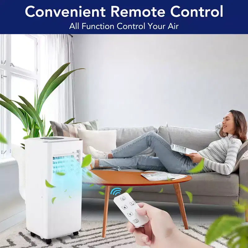 Acekool 10,000 BTU Portable Air Conditioner, 3-in-1 Cooling Fan Dehumidifier, 24H Timer, Easy-Move AC for Rooms up to 450 Sq Ft