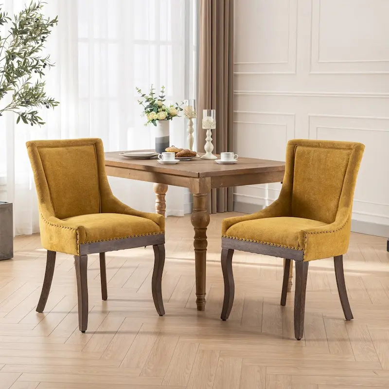 Traditional Tufted Ultra Upholstered Wingback Dining Chair Set of 4