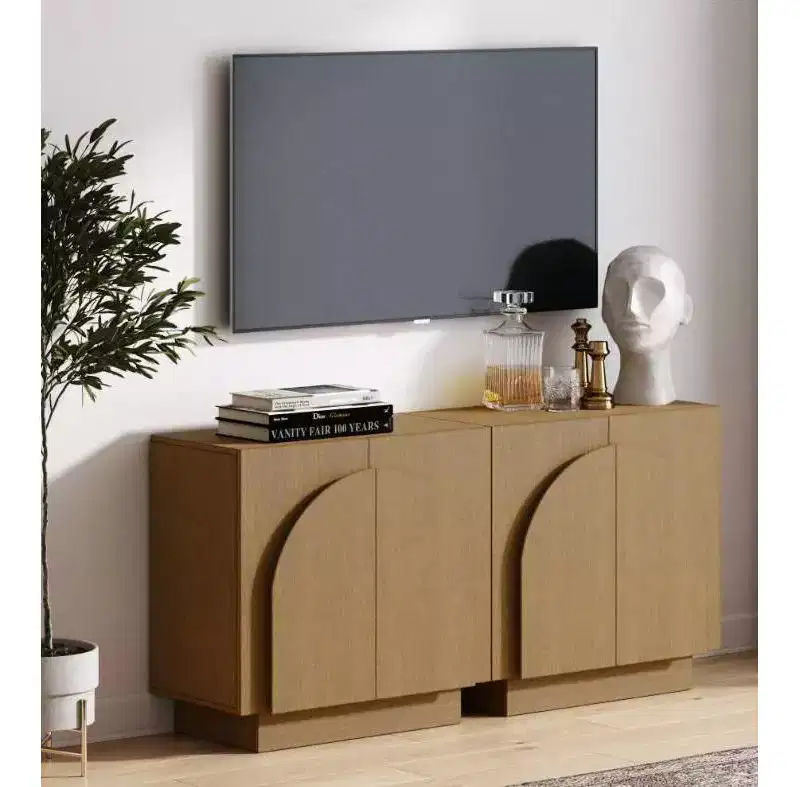 Nathan James Set of 2 Iris Wood Arched Console Table with Doors Brown