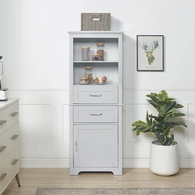 Display cabinets with open shelves