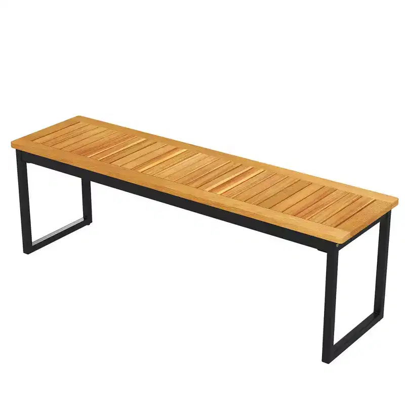 Costway 51 Wooden Outdoor Bench Patio Dining Bench with Acacia Wood Seat Natural