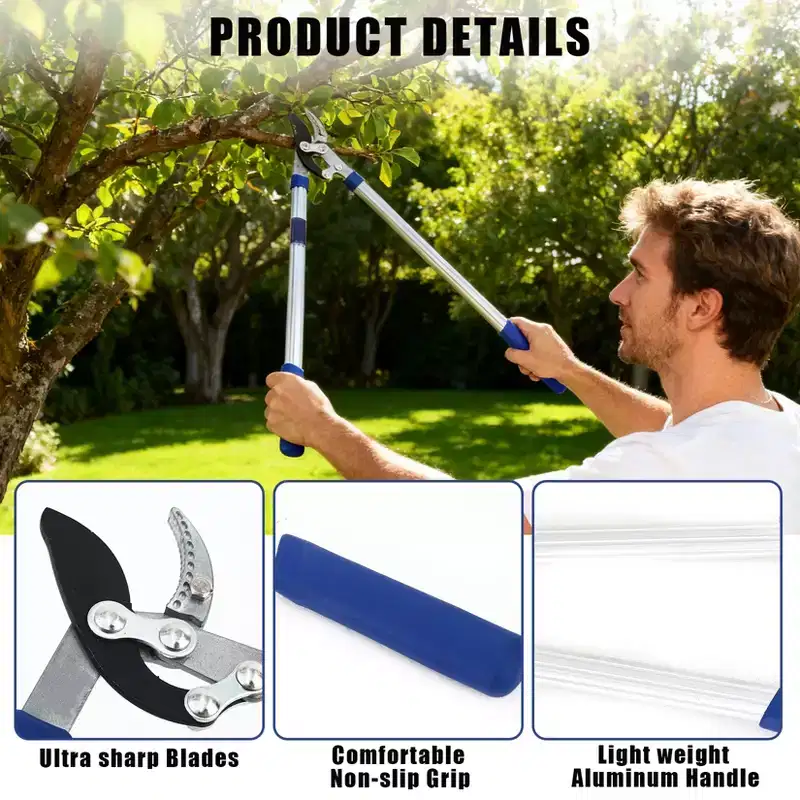 Heavy Duty Bypass Loppers23 SK-5 Steel Blade & Aluminum Handle, Professional Branch Cutter