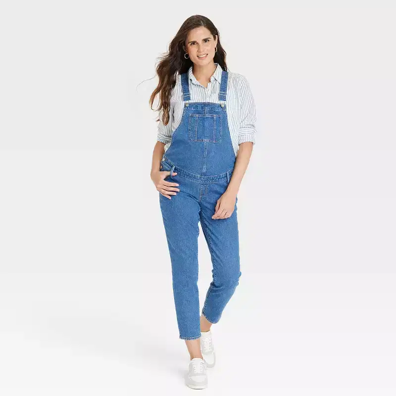 Denim Overalls Maternity Jumpsuit - Isabel Maternity by Ingrid & Isabel Medium Wash