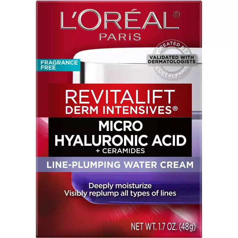 L'Oreal Paris Revitalift Hyaluronic Acid Plumping Hydrating Water Cream - 1.7oz: Unscented, Paraben-Free, For All Skin Types